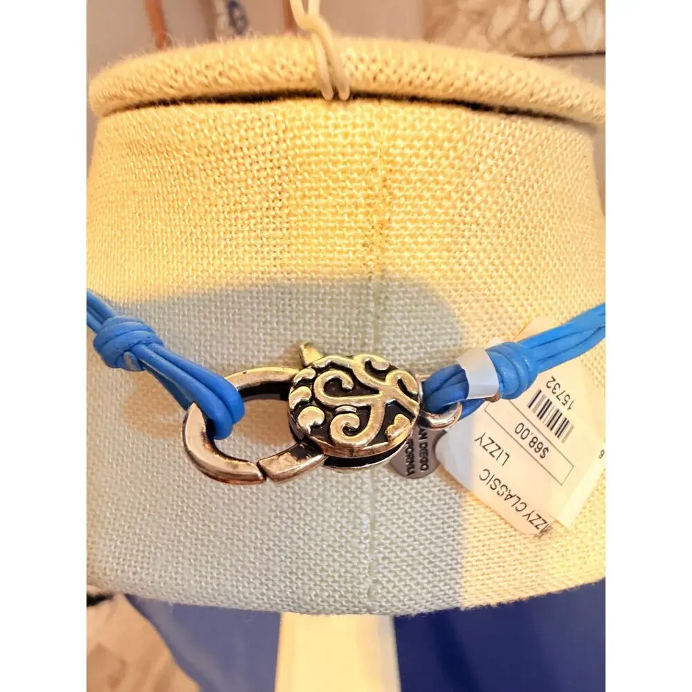 Vintage NOS Lizzy Jones Silver Blue Necklace 20”